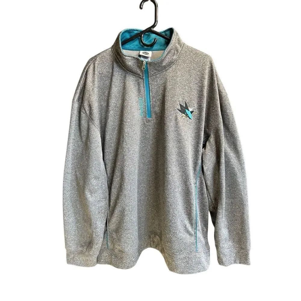 NHL San Jose Sharks Hockey Gray 1/4 Zip Pullover Sweatshirt | Size 2XL
